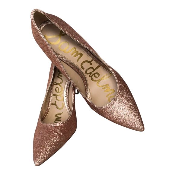 Sam‎ Edelman Rose Gold Pointed Toe Sparkle Barbie Stiletto Pumps Sz 8.5 - Picture 1 of 11
